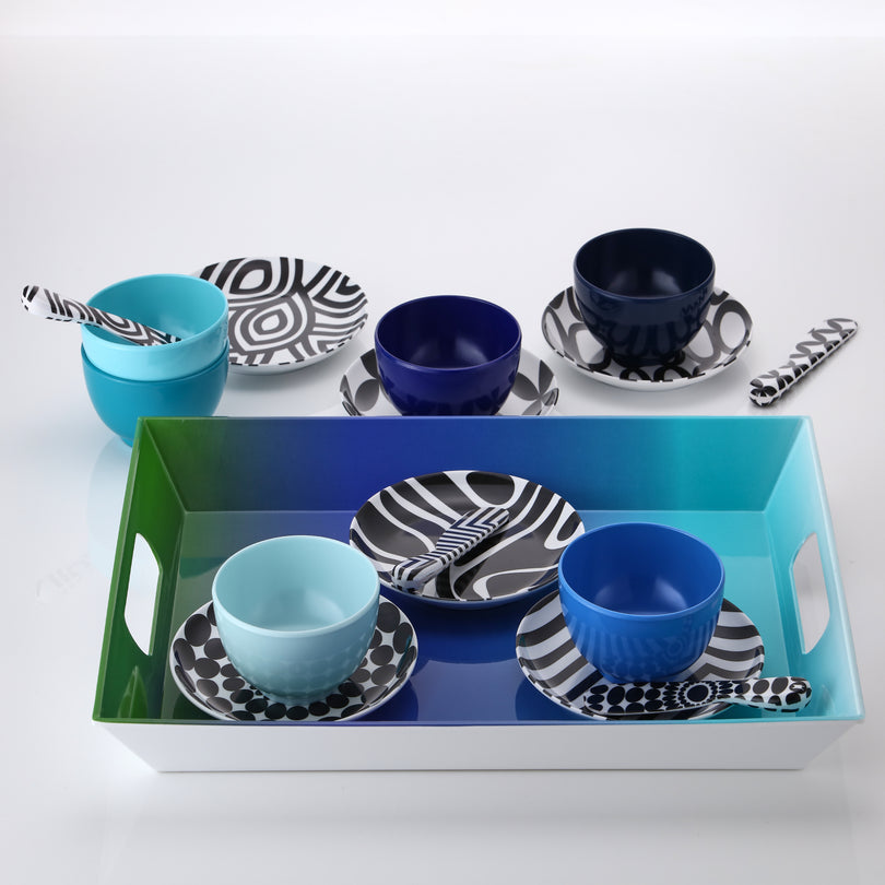 6-PIECE BLACK & WHITE APPETIZER PLATE SET