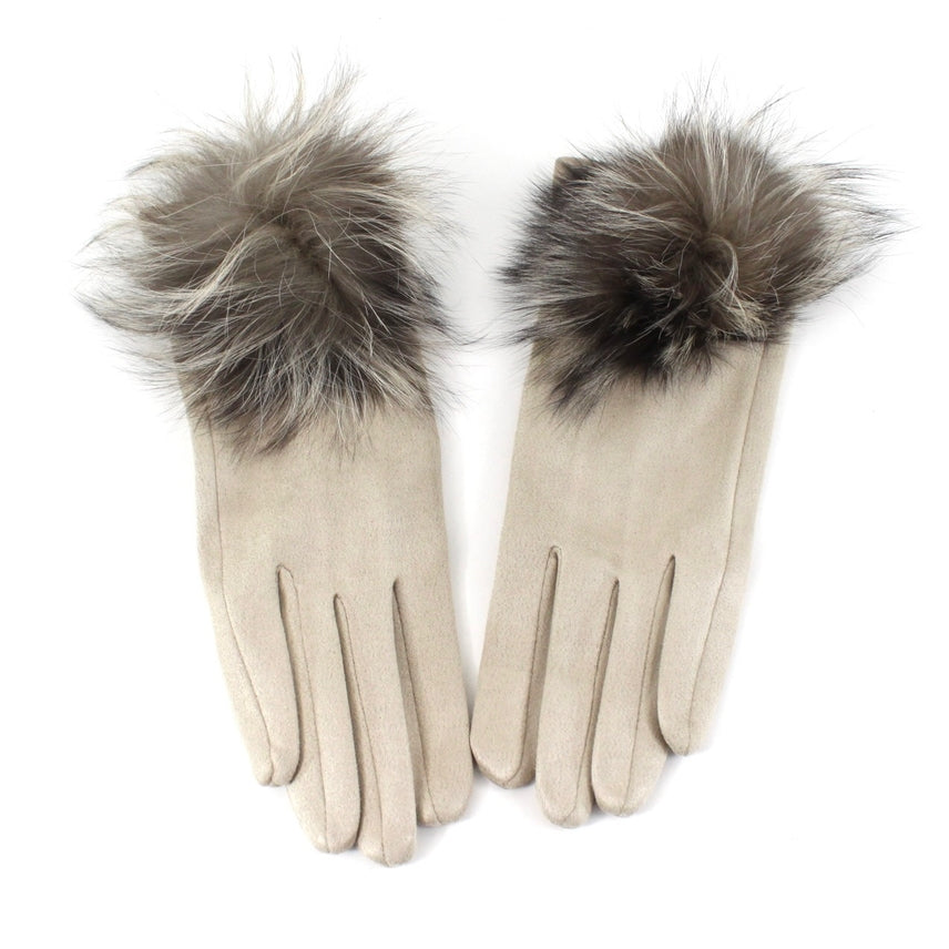 GLOVE W/FUR POM