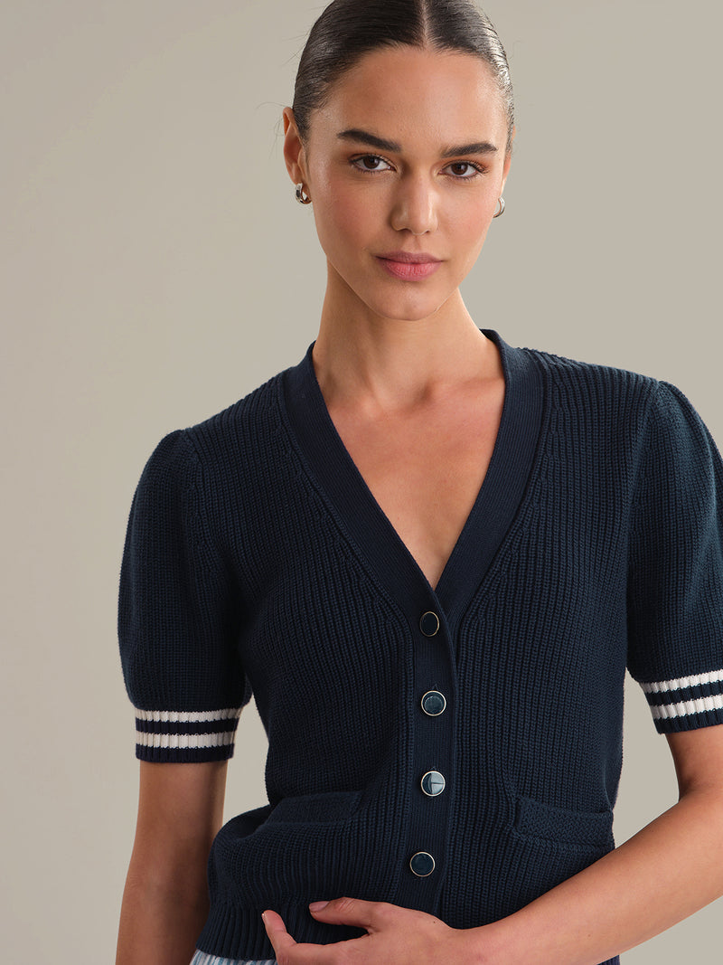 AVALON PUFF SLEEVE BUTTON FRONT CARDI