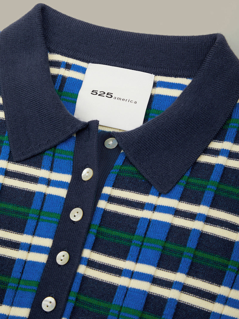 SIENNA PLAID RIB POLO TOP