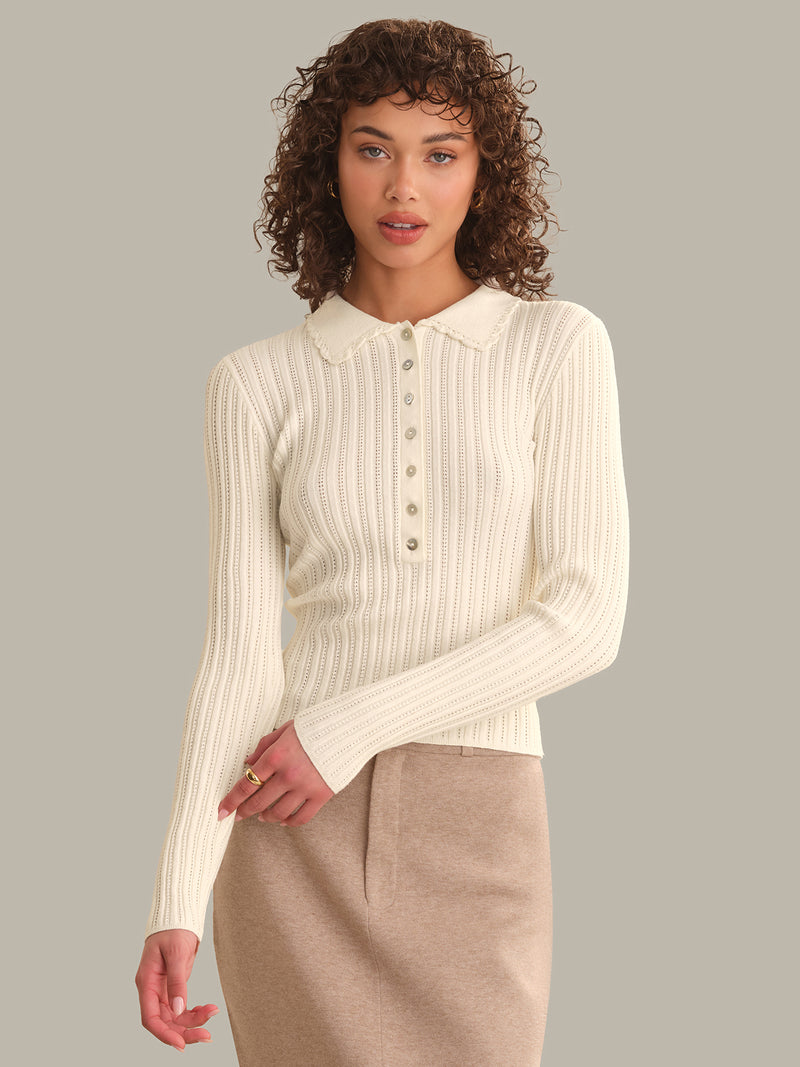 TABITHA CROCHET COLLAR HENLEY