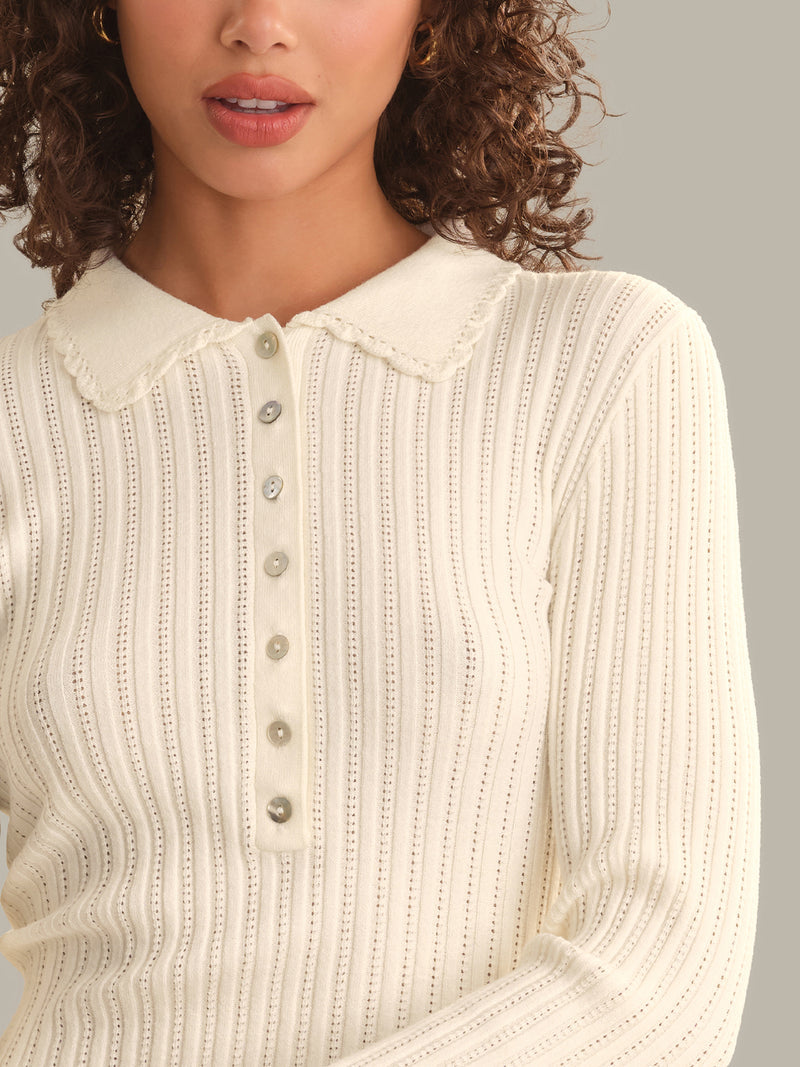 TABITHA CROCHET COLLAR HENLEY