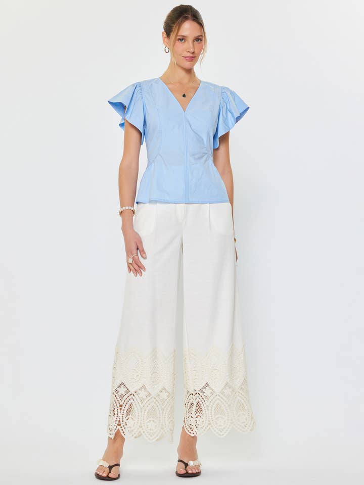 SHORT SLEEVE VNECK BLOUSE