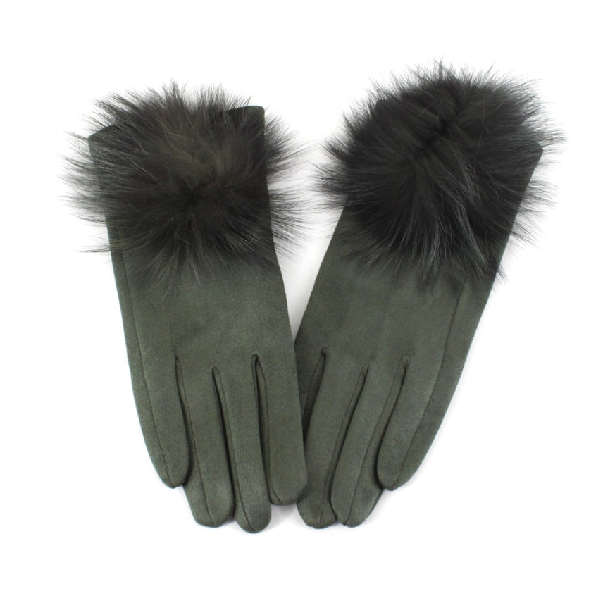 GLOVE W/FUR POM