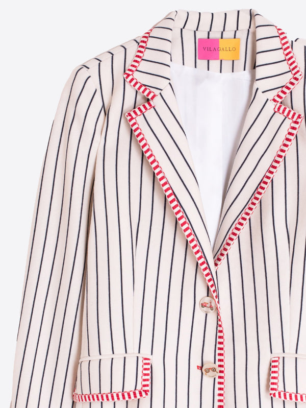 RIBBON TRIM STRIPE BLAZER