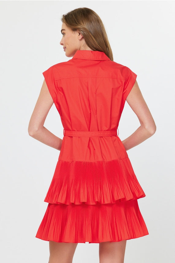 BUTTON DOWN TIERED MINI DRESS