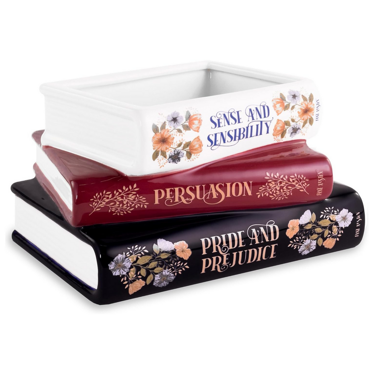 PLANTER STACKED BOOKS JANE AUSTEN