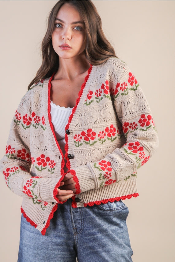 FLORAL GRAPHIC CARDIGAN