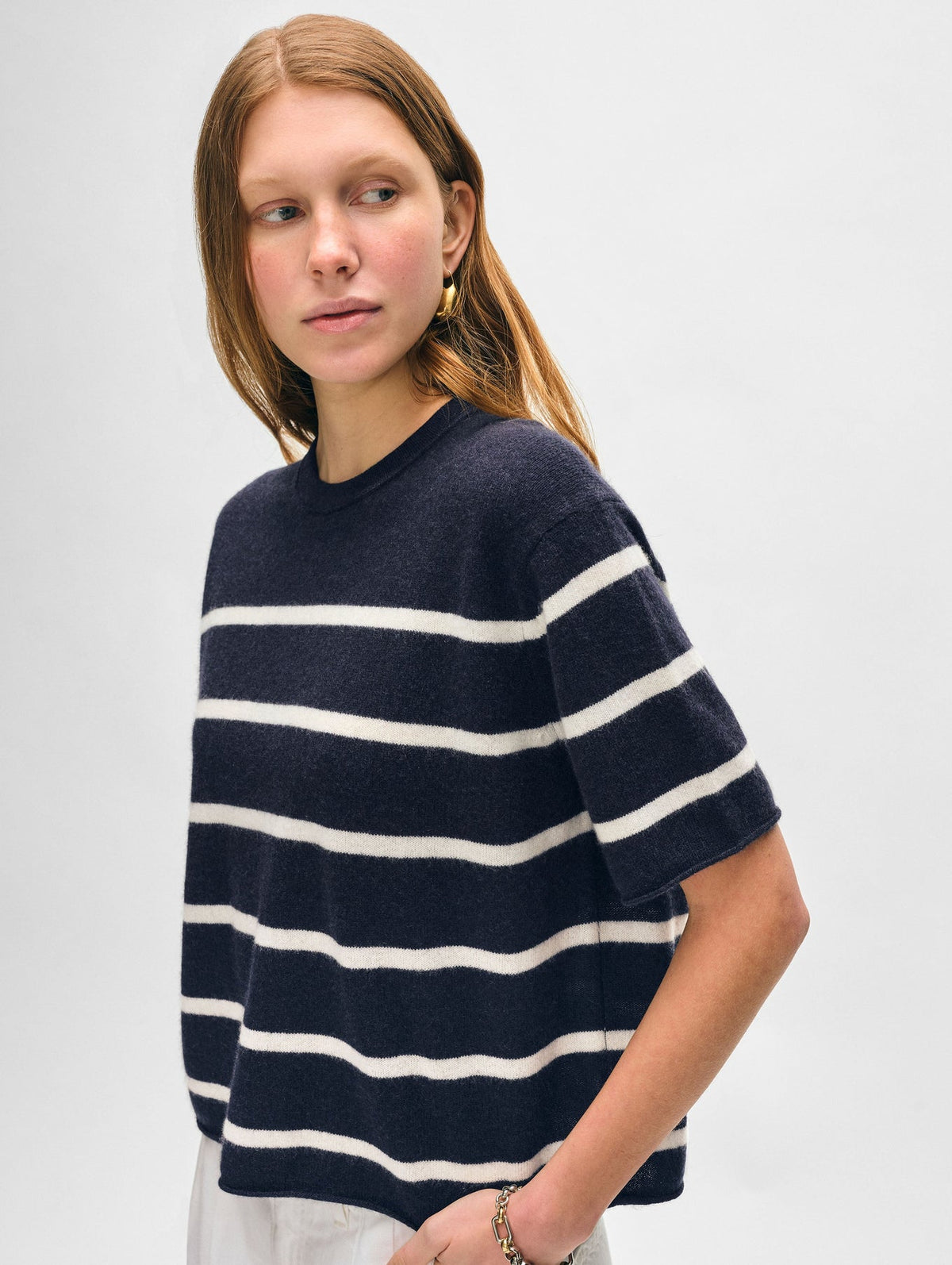 CASHMERE ROLL TRIM TSHIRT