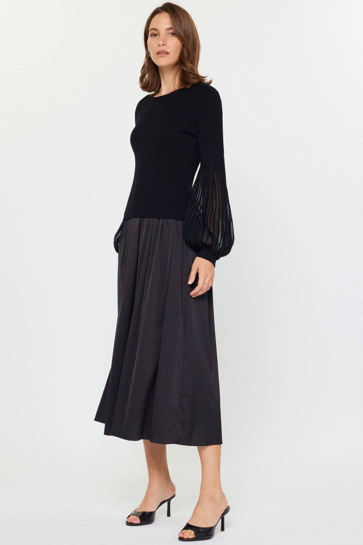 BALLOON SLEEVE SWEATER DRESS SET