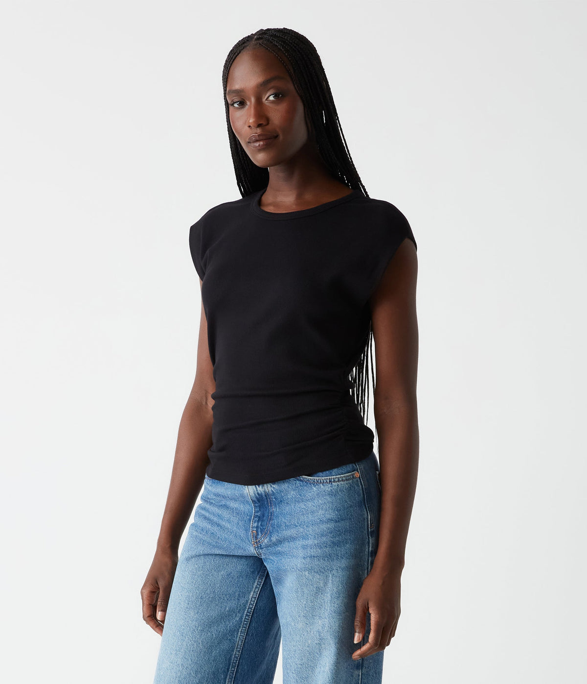JONI CREW POWER SHOULDER TOP