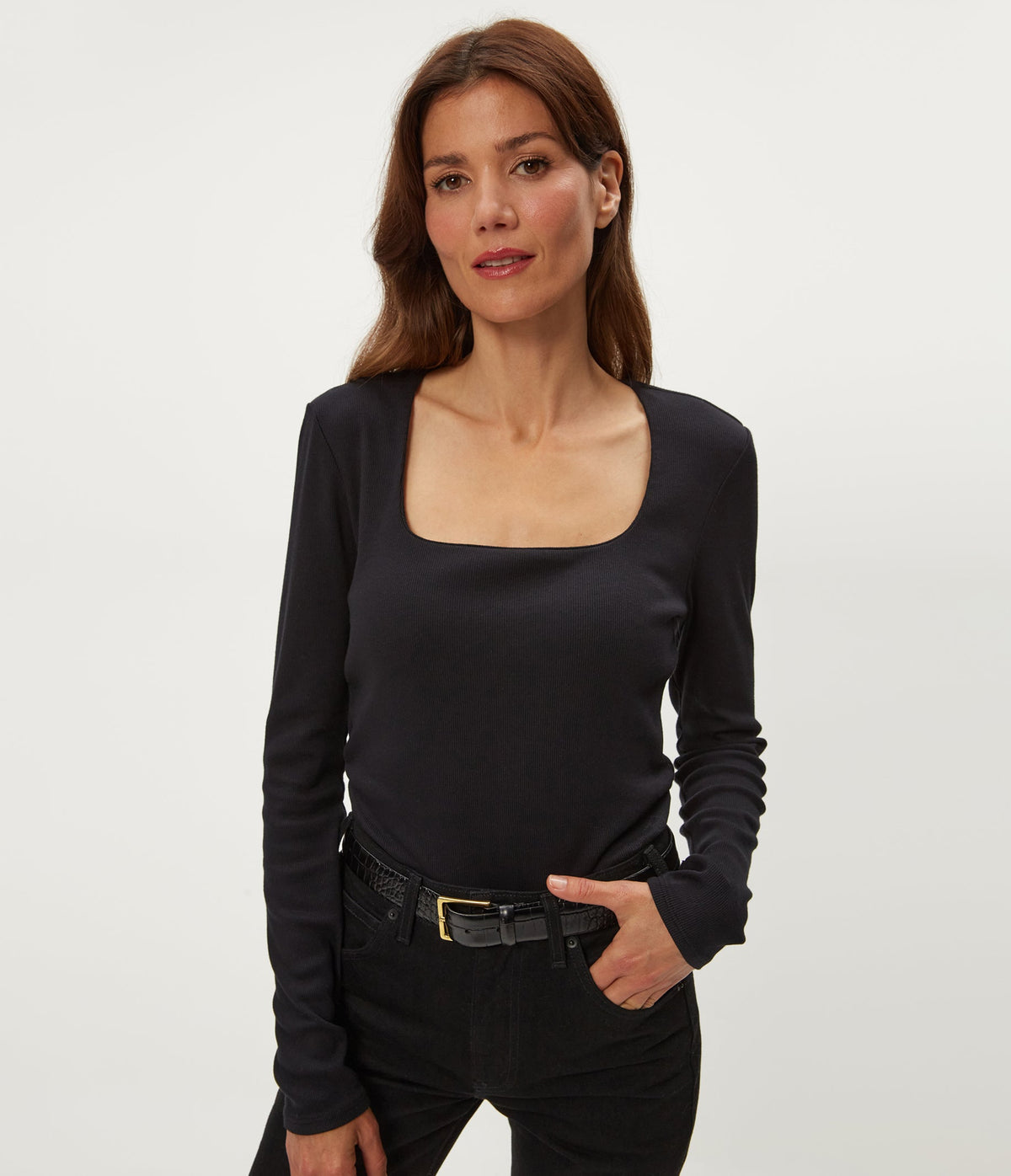 ULTRA RIB SARAH SQ NECK L/S