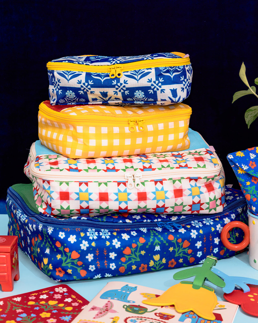 PACKING CUBE SET BLUE SCANDI FLORAL