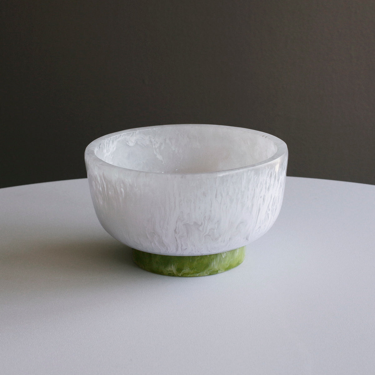 RIO SMALL BOWL WITH BASE WHT/GRN