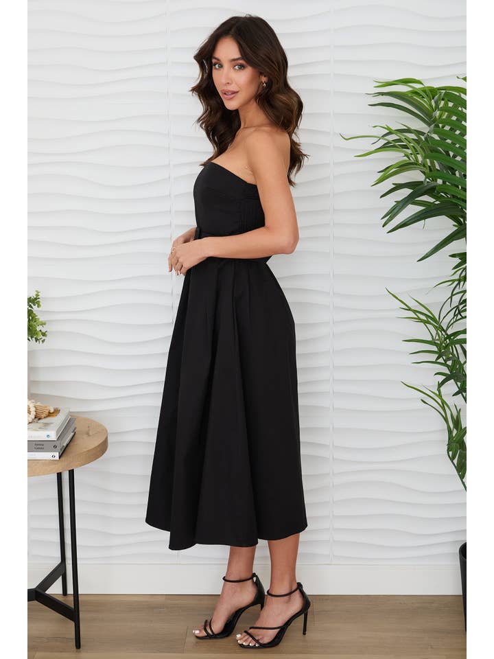 STRAPLESS MIDI DRESS