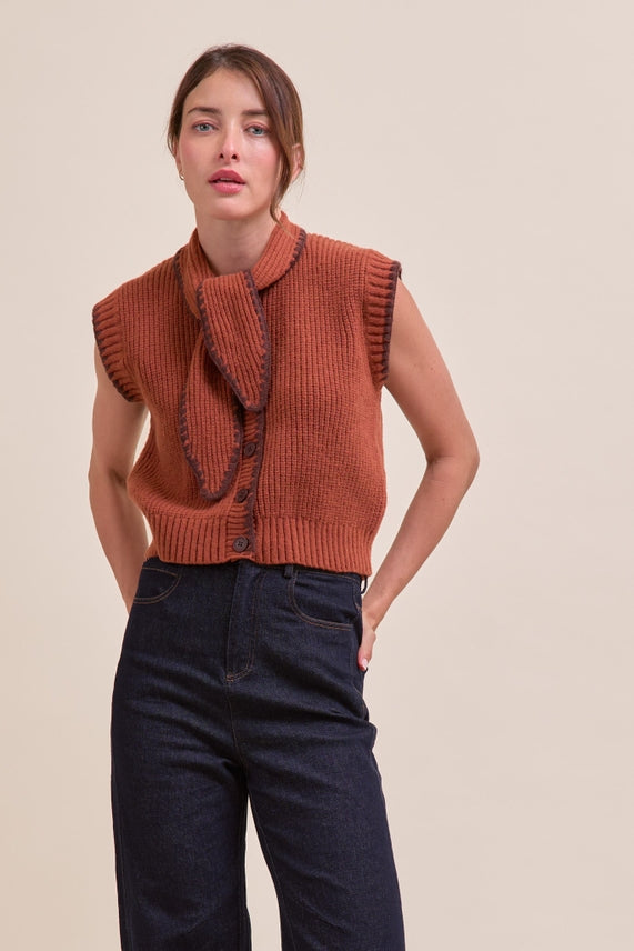 TIE NECK SWEATER VEST