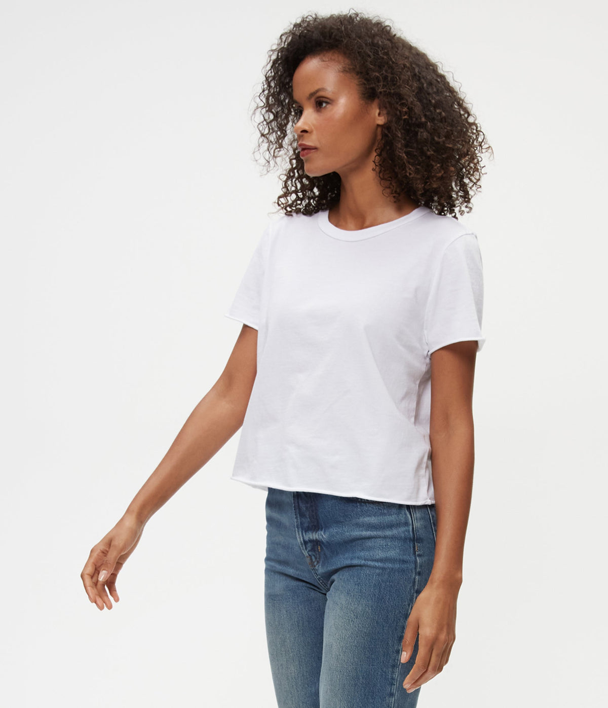 JACKIE RAW EDGE CREW NECK TEE