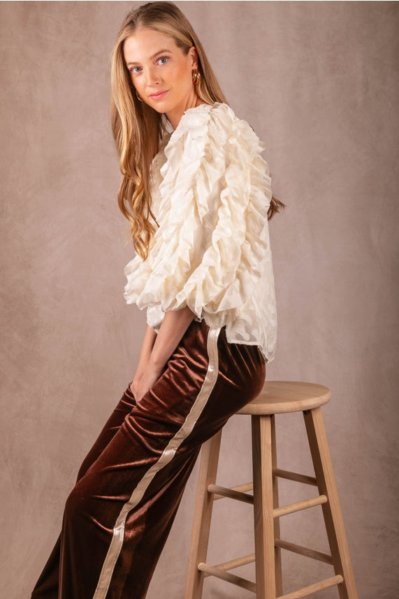 VELVET CONTRAST SIDE STRIPE PANT