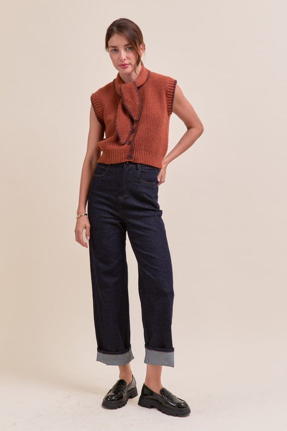 TIE NECK SWEATER VEST