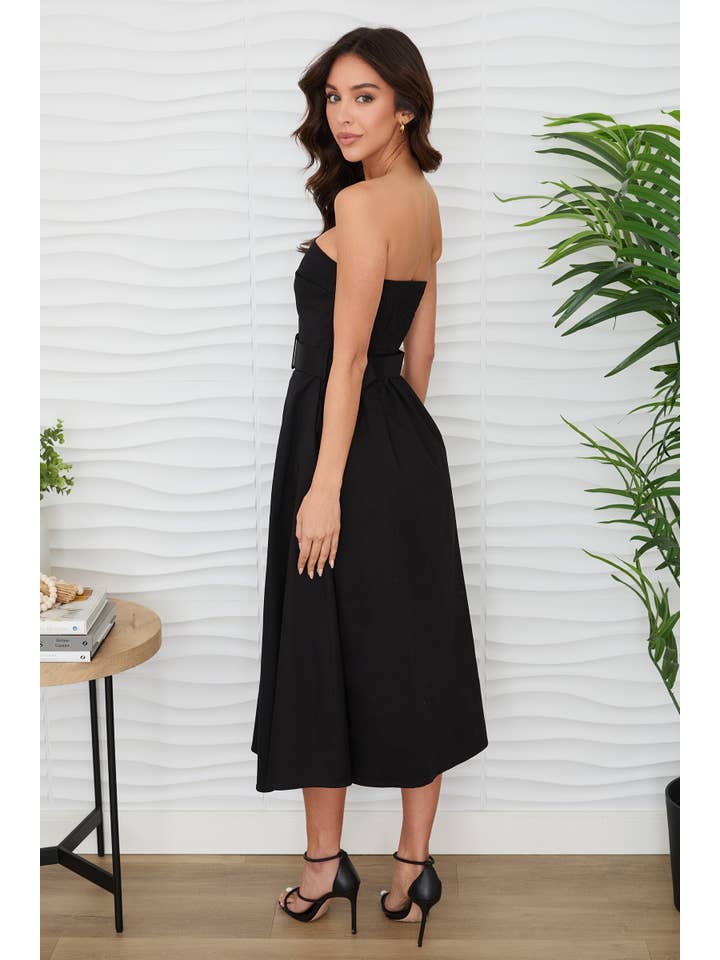 STRAPLESS MIDI DRESS