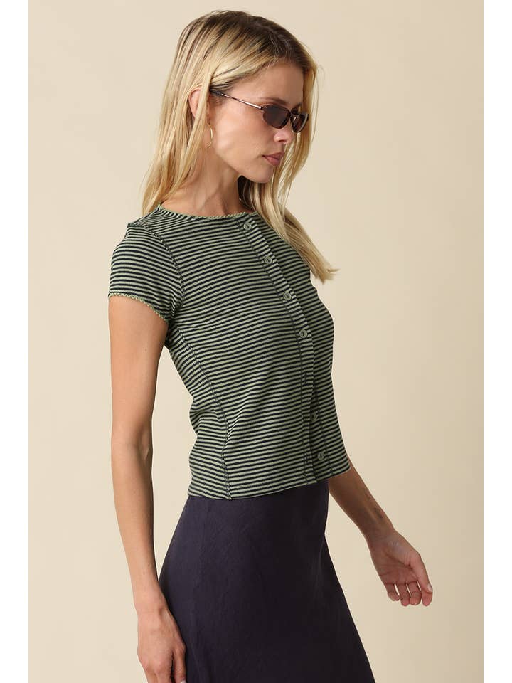 STRIPE BUTTON FRONT TOP