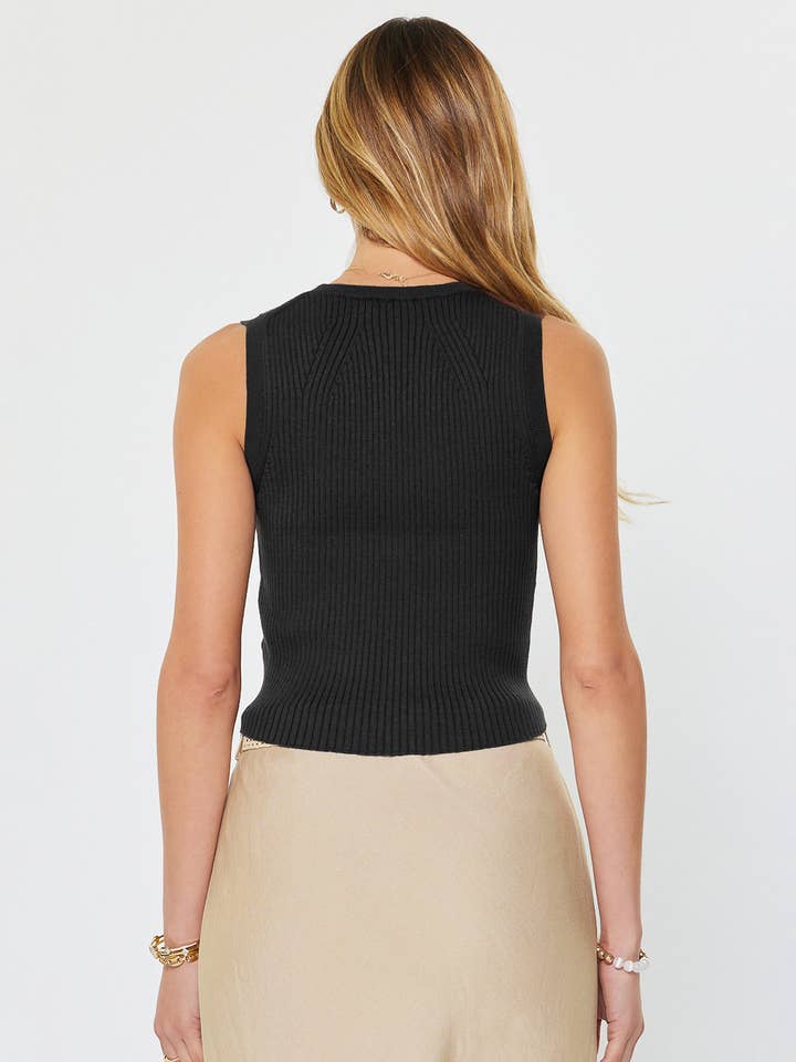 SLEEVELESS VNECK BUTTON SWEATER VEST