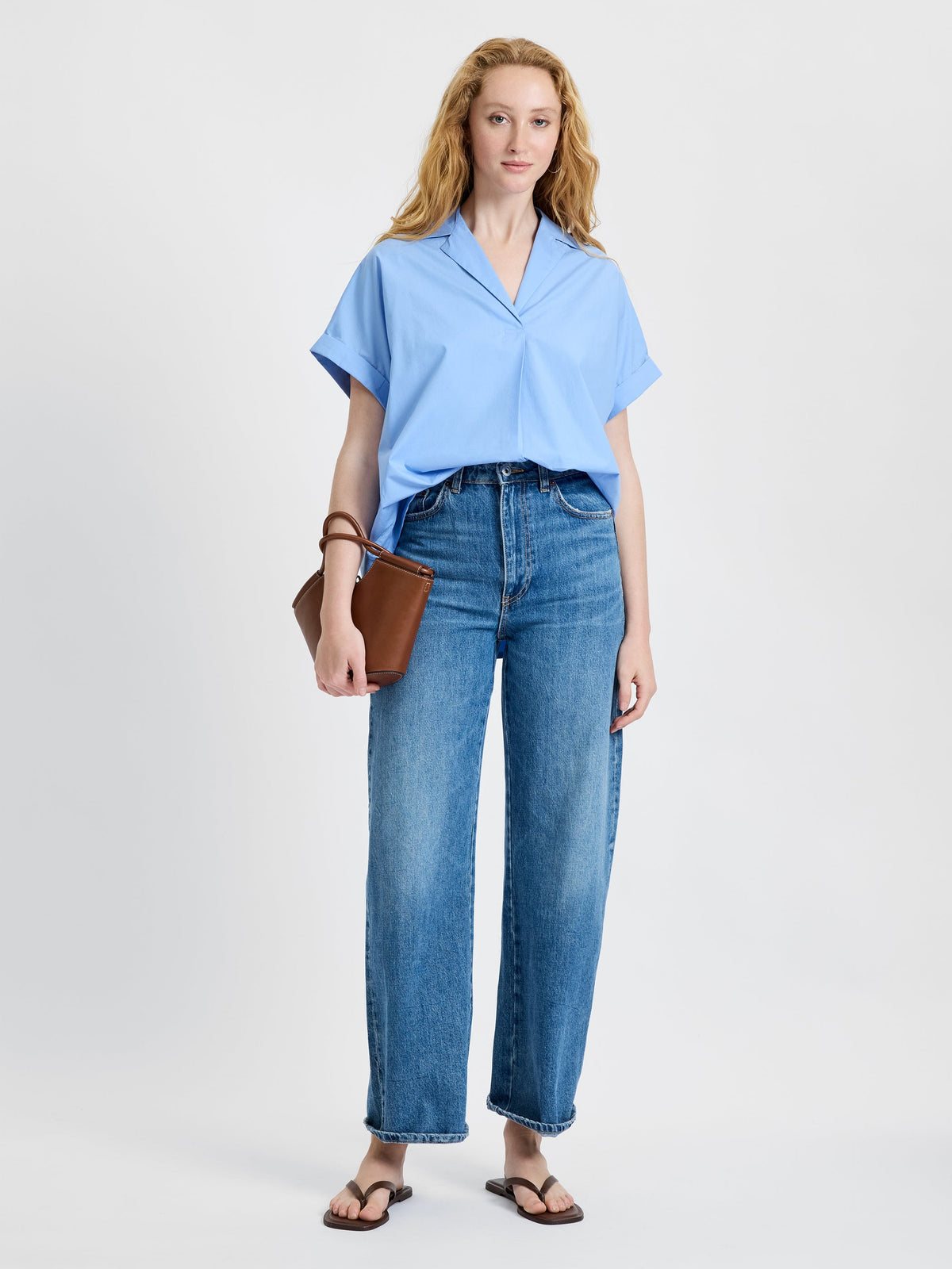 POPLIN COLLAR SS PULLOVER