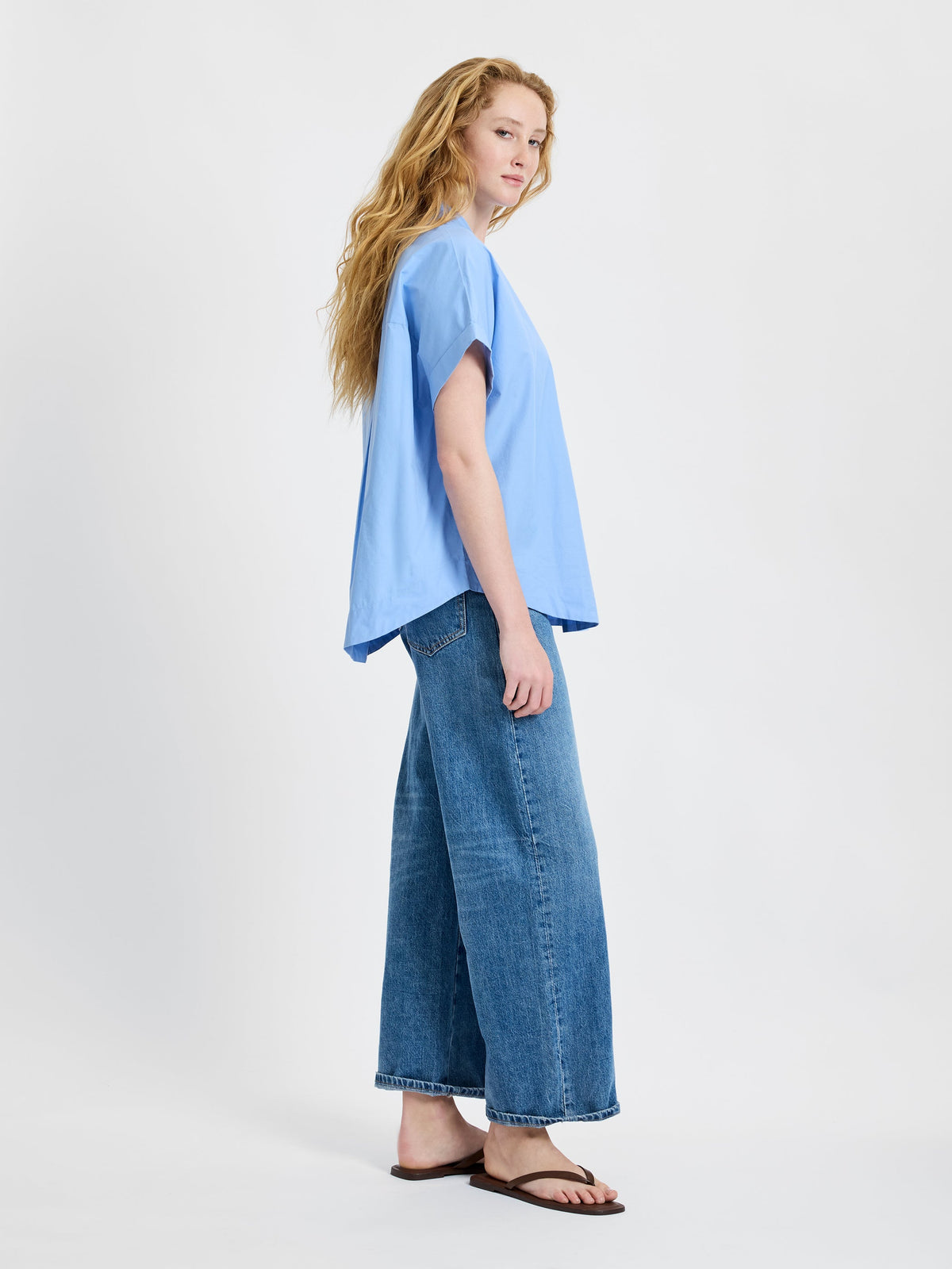 POPLIN COLLAR SS PULLOVER