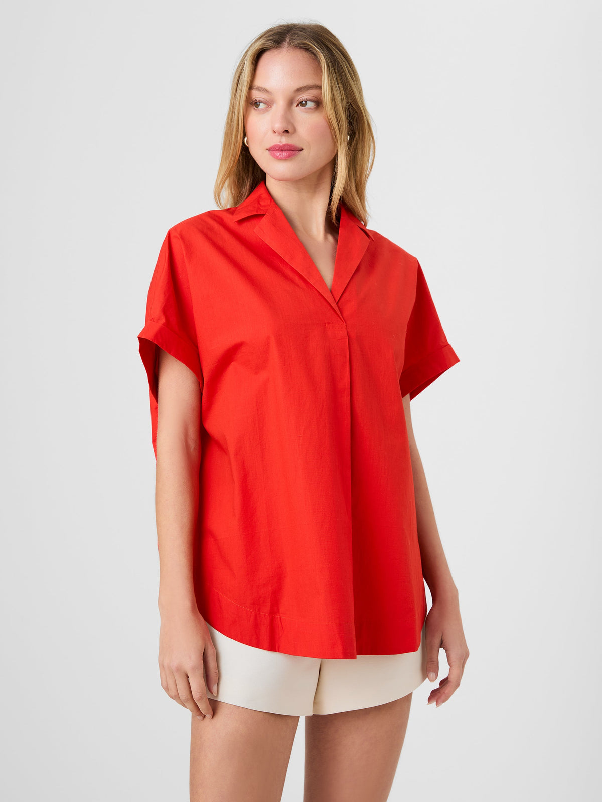 POPLIN COLLAR SS PULLOVER