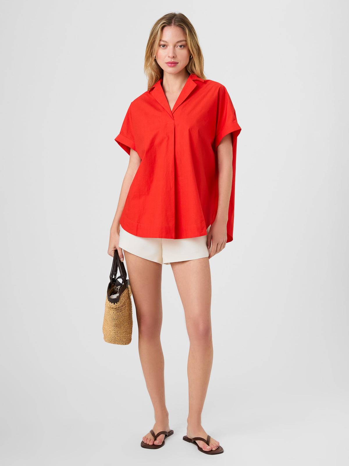 POPLIN COLLAR SS PULLOVER