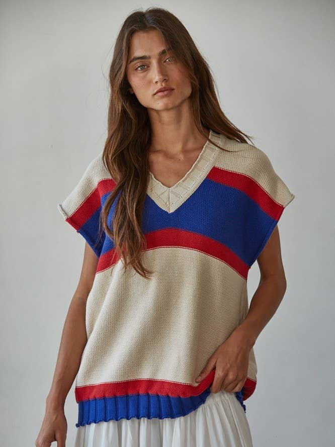 STRIPED VNECK VEST
