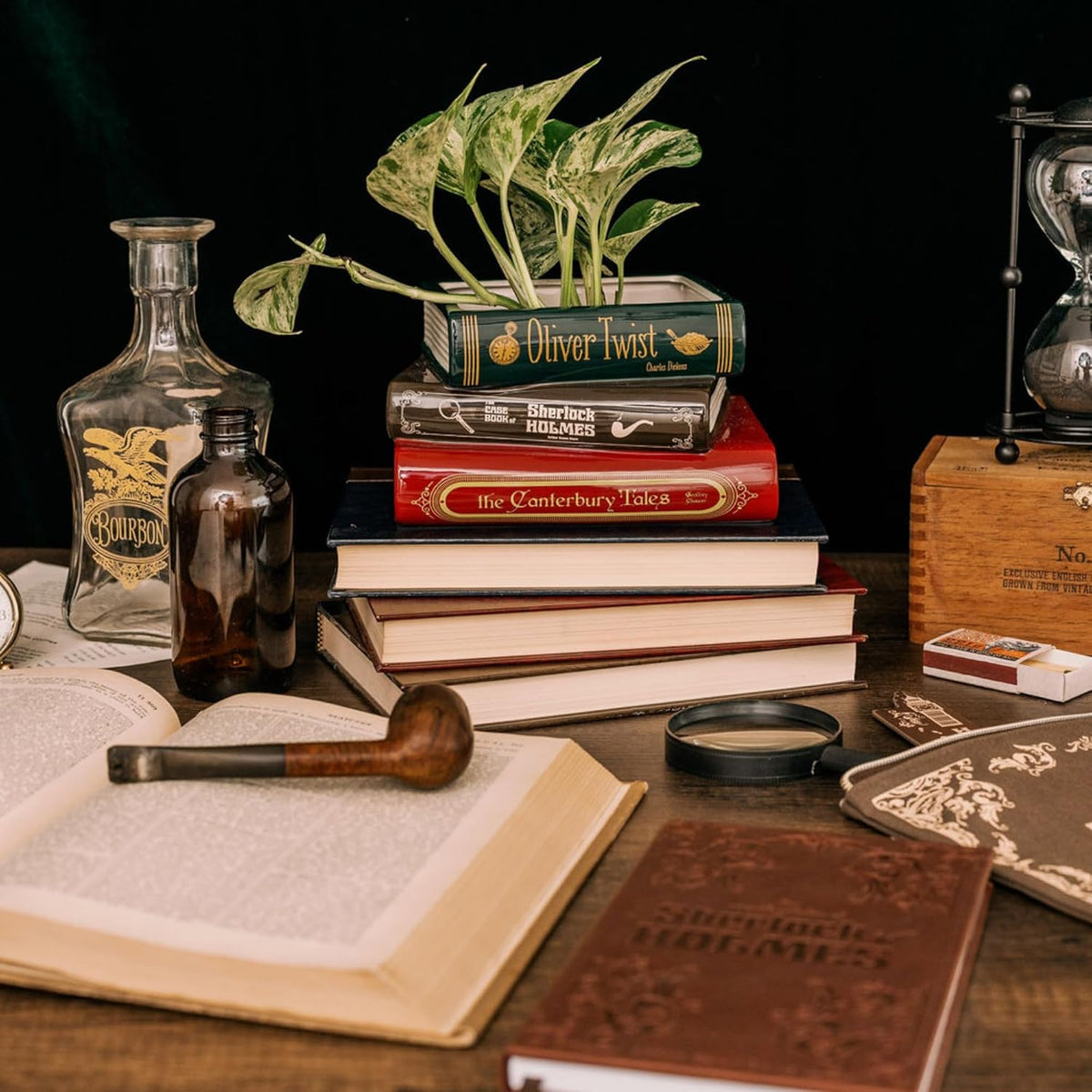 PLANTER STACKED BOOKS SHERLOCK