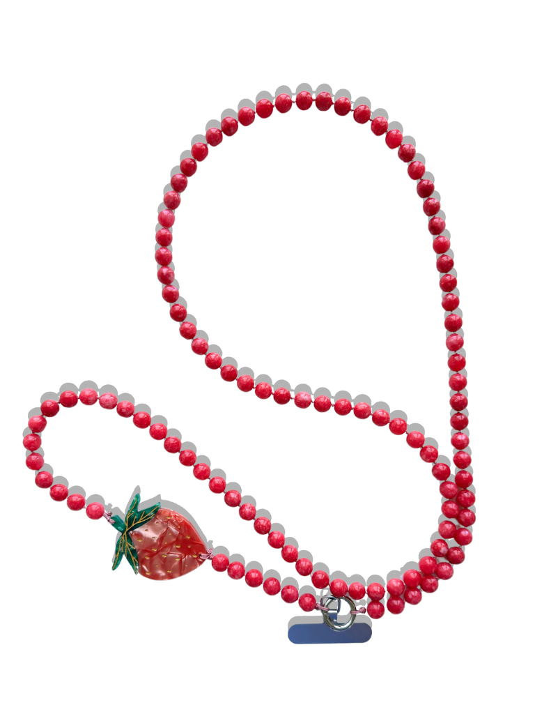 STRAWBERRY GEMSTONE CROSSBODY PHONE CHAIN