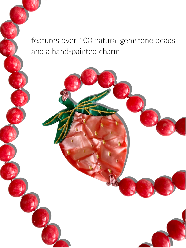 STRAWBERRY GEMSTONE CROSSBODY PHONE CHAIN