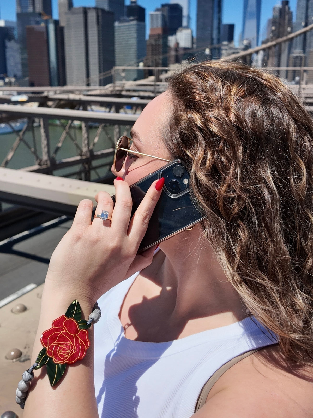 RED ROSE BRACELET PHONE CHAIN