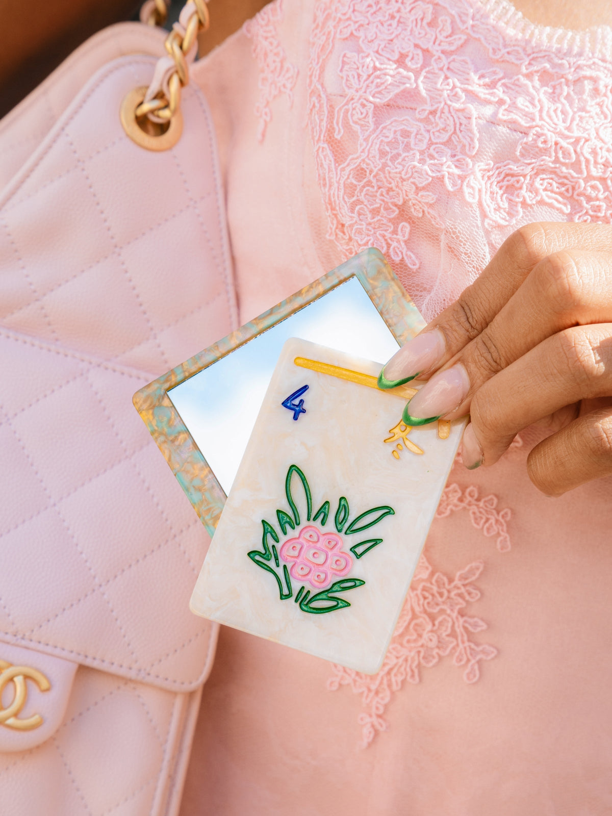 FLOWER MAHJONG COMPACT MIRROR