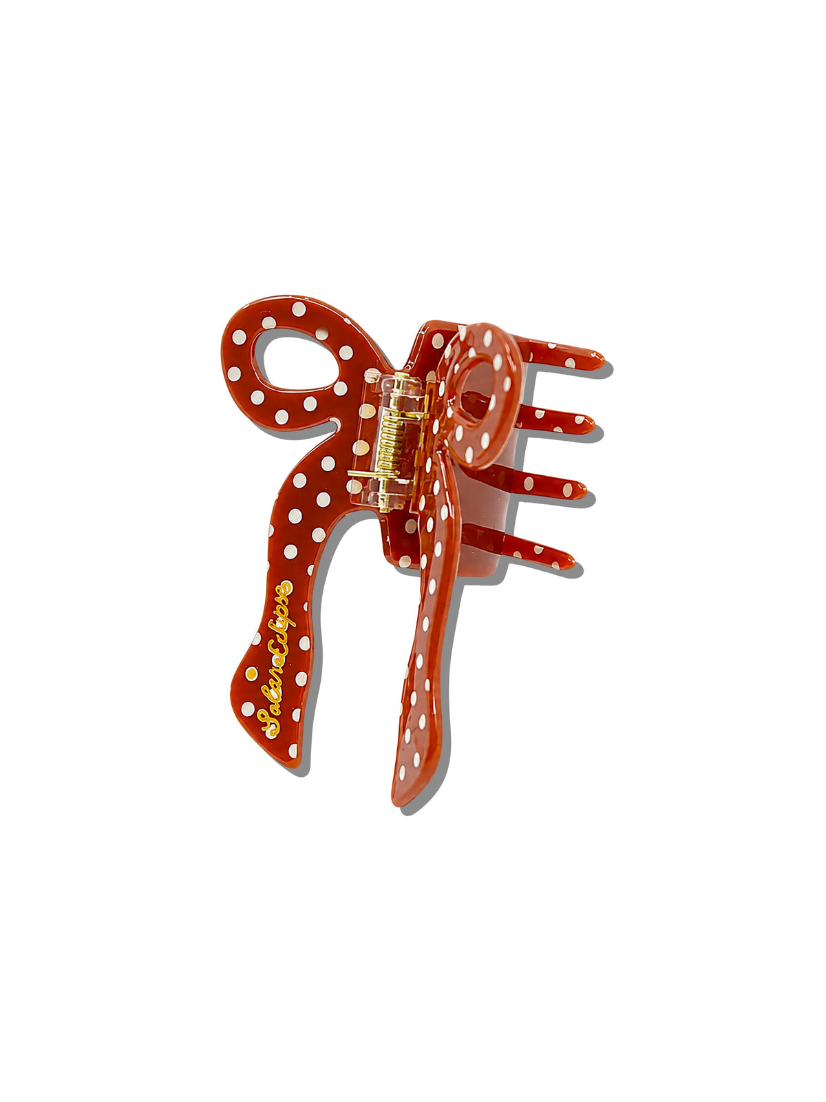 COQUETTE BOW BROWN POLKA DOT HAIR CLAW