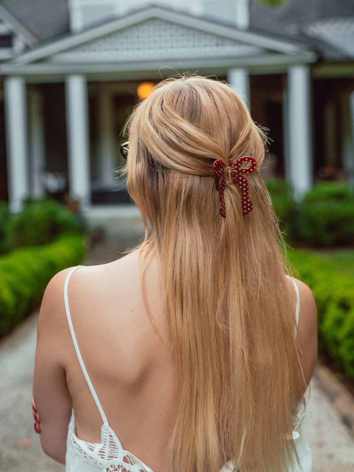 COQUETTE BOW BROWN POLKA DOT HAIR CLAW