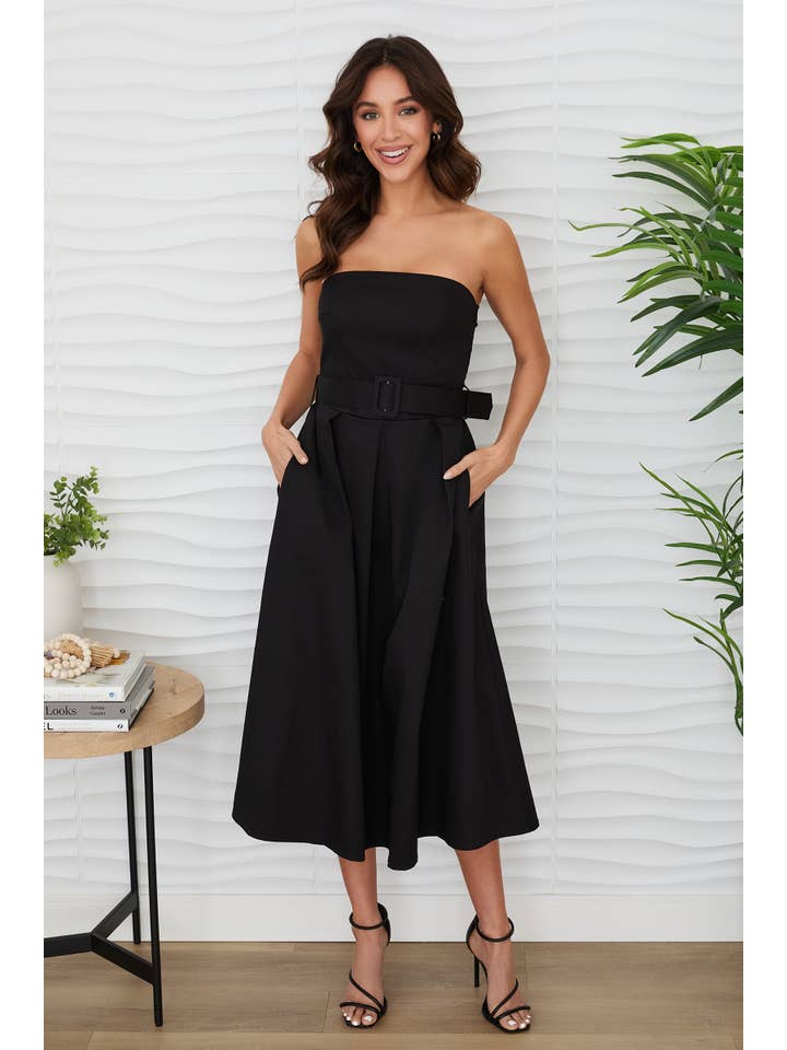 STRAPLESS MIDI DRESS