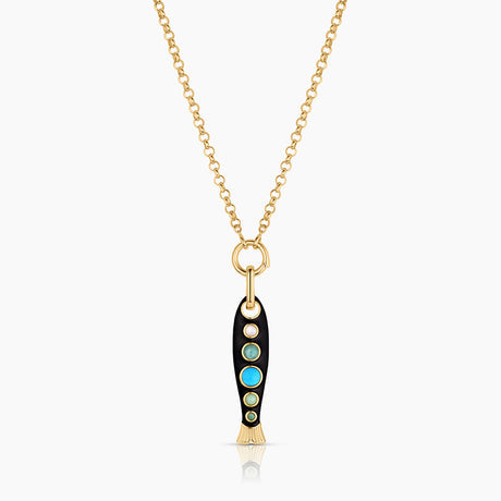 ALMALFI BLACK ENAML FISH + FINN CHARM
