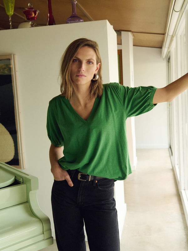 EDIE SHIRRED SHOULDER TOP