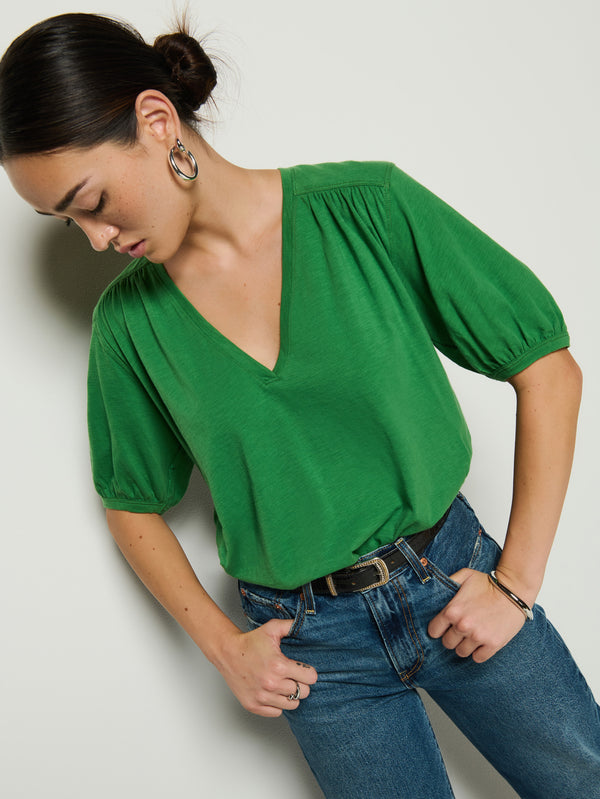 EDIE SHIRRED SHOULDER TOP