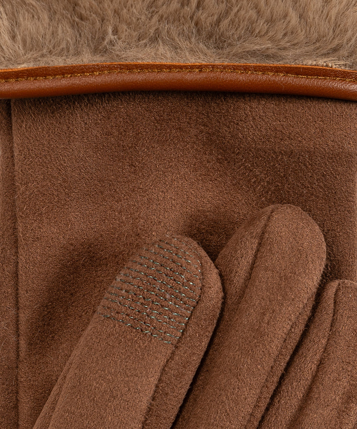 STRETCH SUEDE FAUX FUR CUFF GLOVE