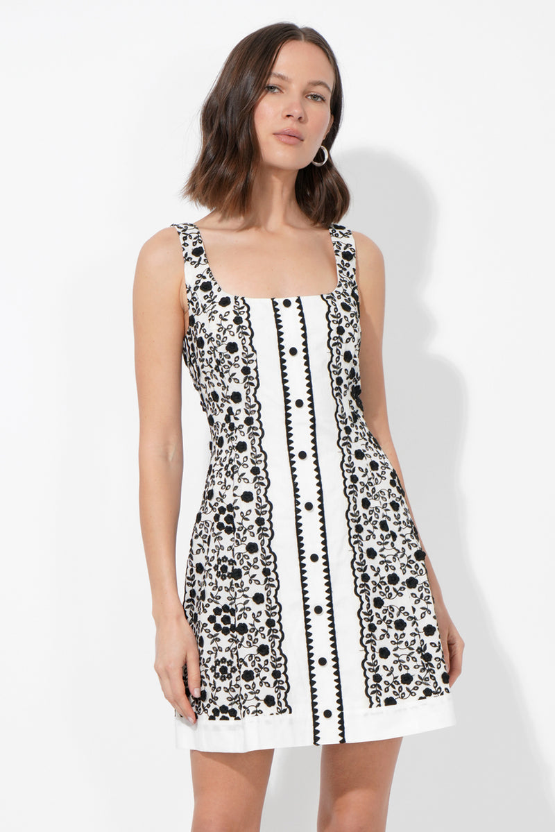 KYA FLORAL EMBROIDERED MINI DRESS