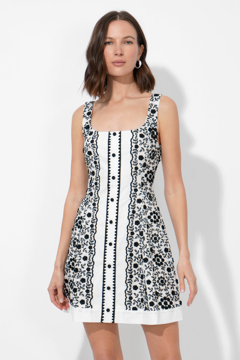 KYA FLORAL EMBROIDERED MINI DRESS