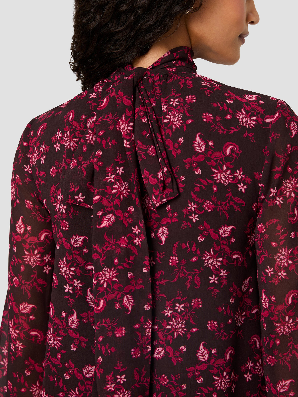 MARINA CHIFFON BOW LONG SLEEVE TOP