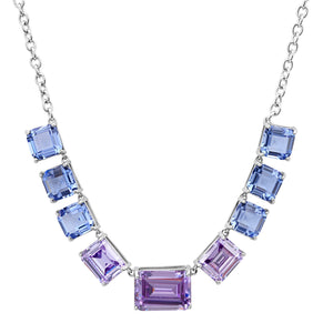 CHUNKY EMERALD CUT NECKLACE SS LAV