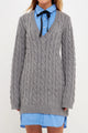 MIXED MEDIA CABLE SWEATER DRESS
