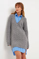 MIXED MEDIA CABLE SWEATER DRESS