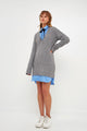 MIXED MEDIA CABLE SWEATER DRESS